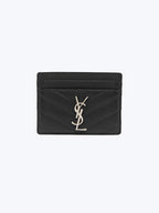 Saint Laurent Monogram Card Case in Grained Leather
