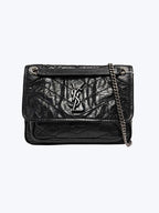 Saint Laurent Niki Baby Vintge Leather Shoulder Bag In Black