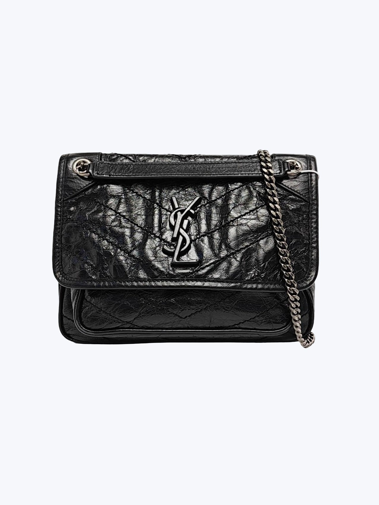 Saint Laurent Niki Baby Vintge Leather Shoulder Bag In Black