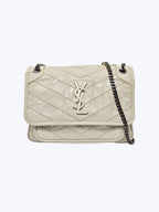 Saint Laurent Niki Baby Vintge Leather Shoulder Bag In White