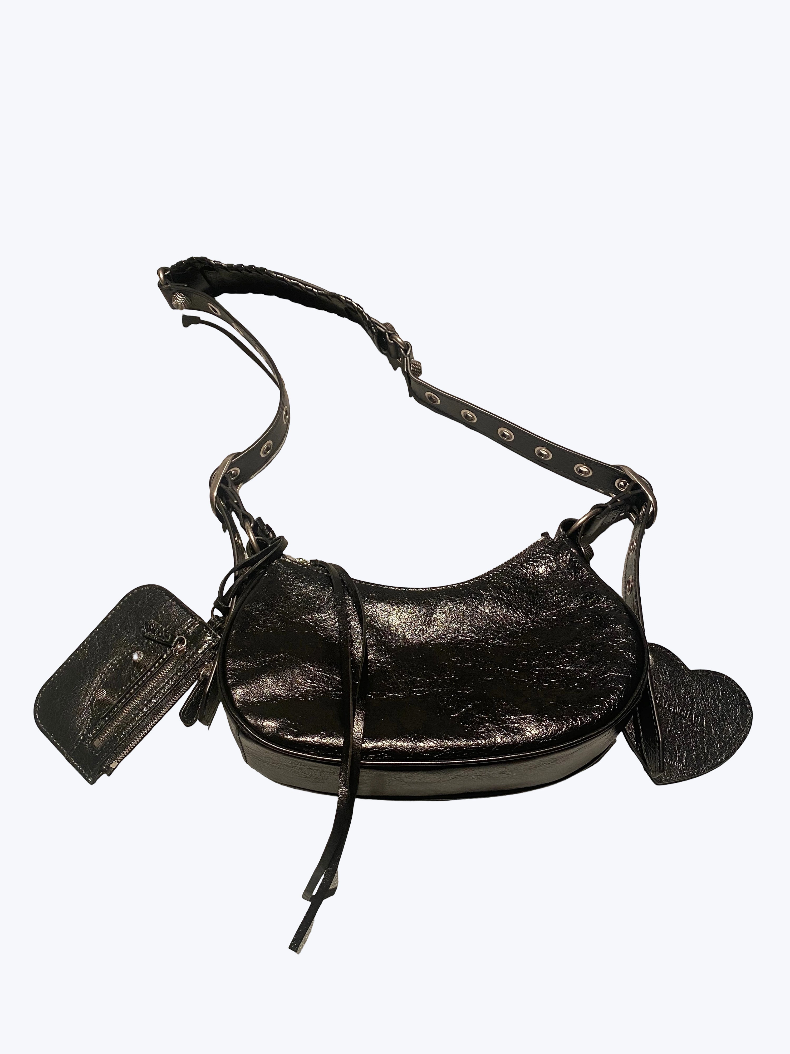 Balenciaga le cagole xs shoulder bag in black Arena lambskin