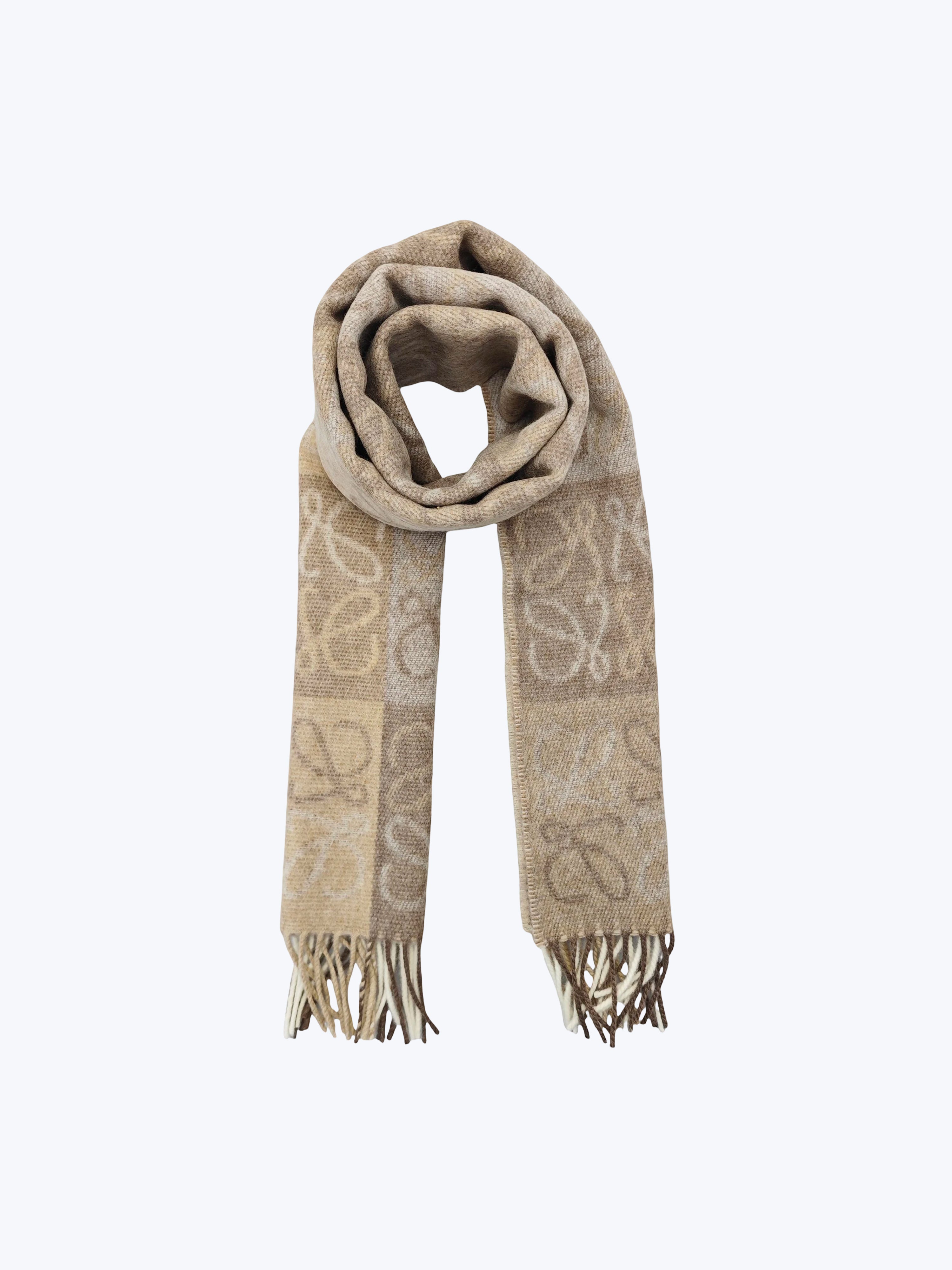 Loewe Fringed intarsia Scarf in wool and cashmere