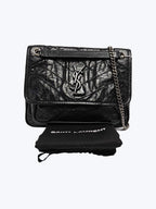 Saint Laurent Niki Baby Vintge Leather Shoulder Bag In Black