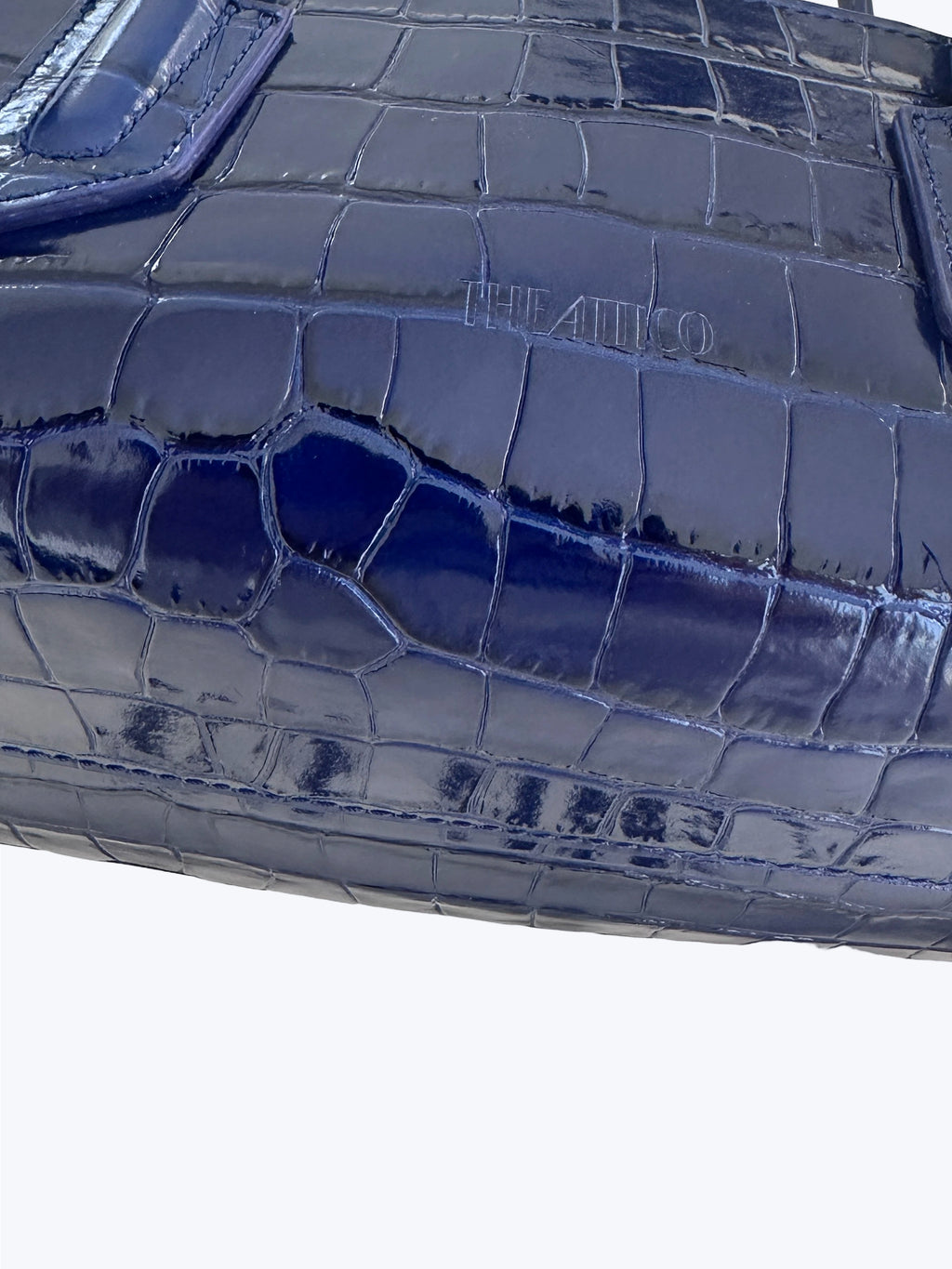 The Attico La Passeggiata Small Crocodile-effect Tote Bag In Blue