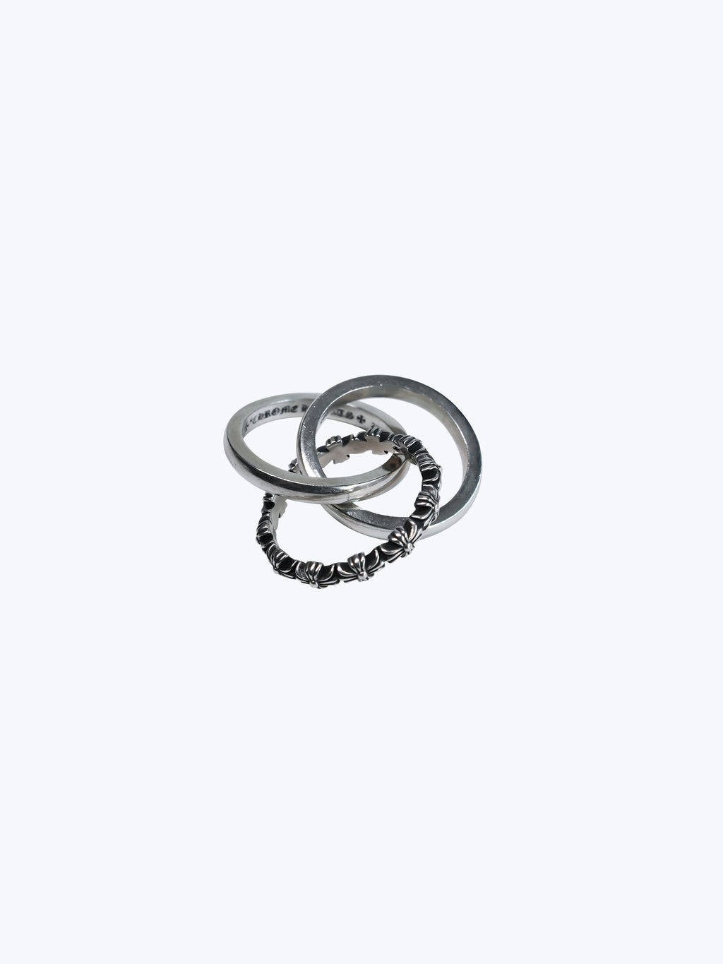 Chrome Hearts Silver Tiny E Trinity Ring