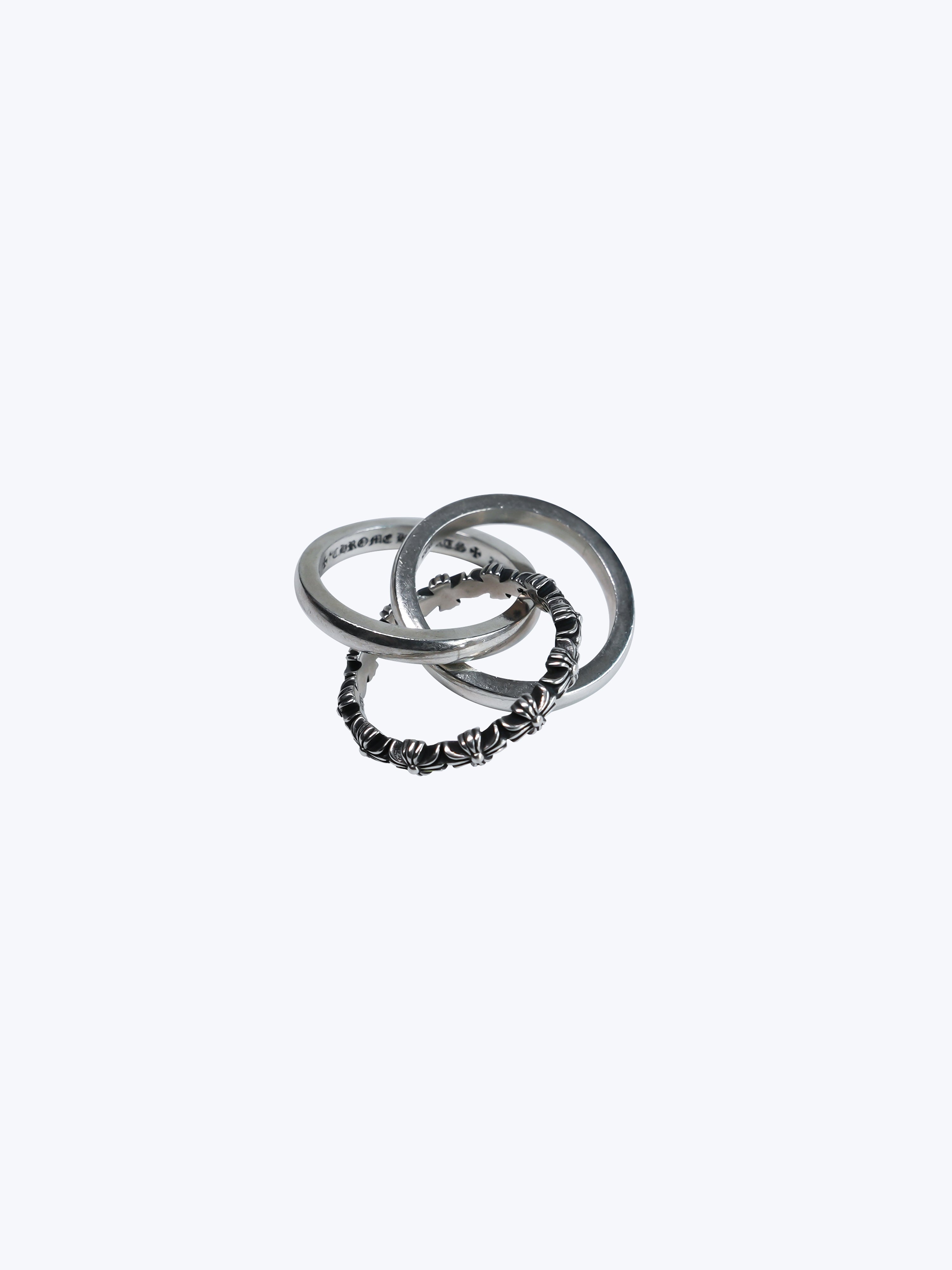 Chrome Hearts Silver Tiny E Trinity Ring