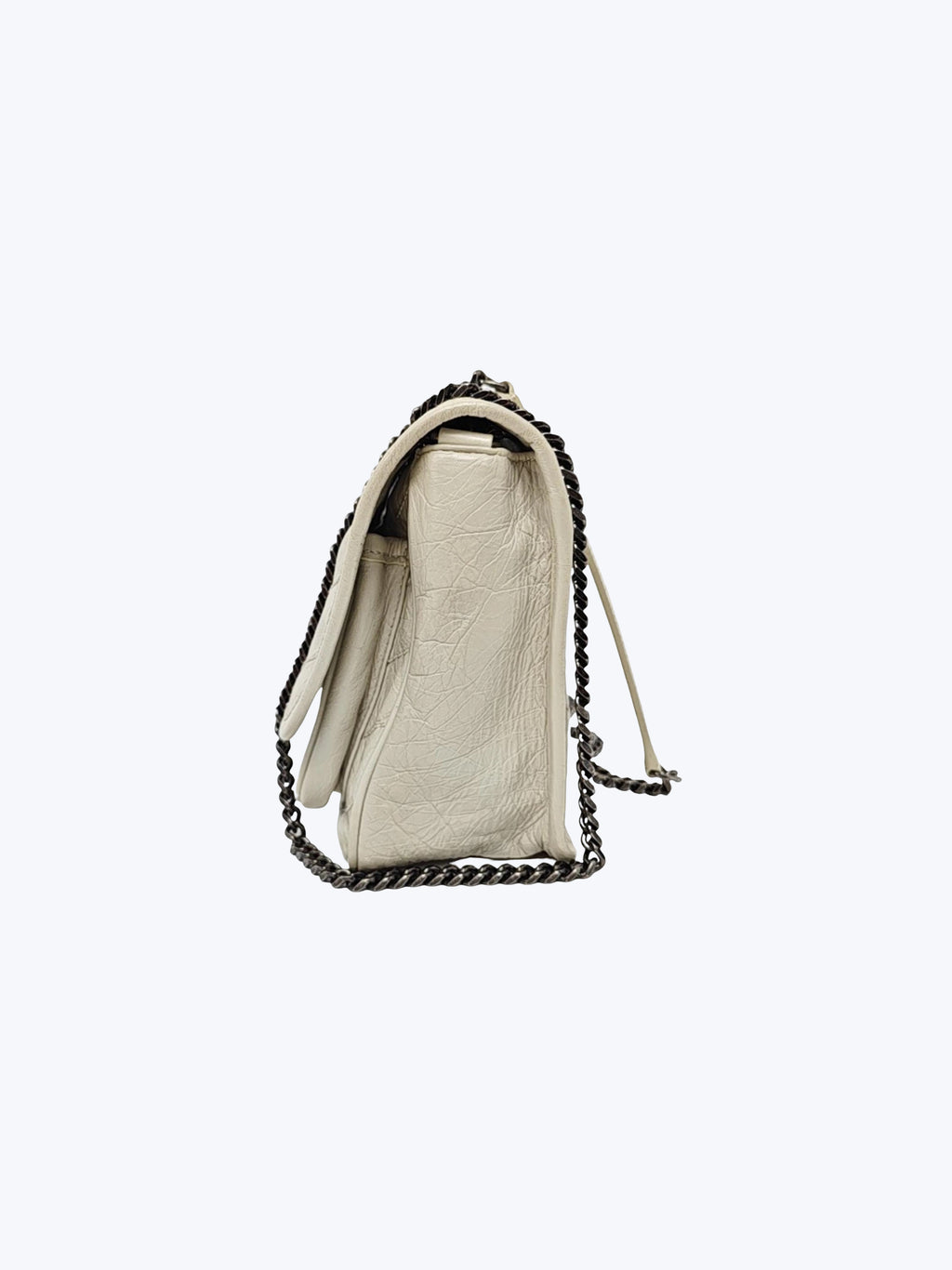 Saint Laurent Niki Baby Vintge Leather Shoulder Bag In White