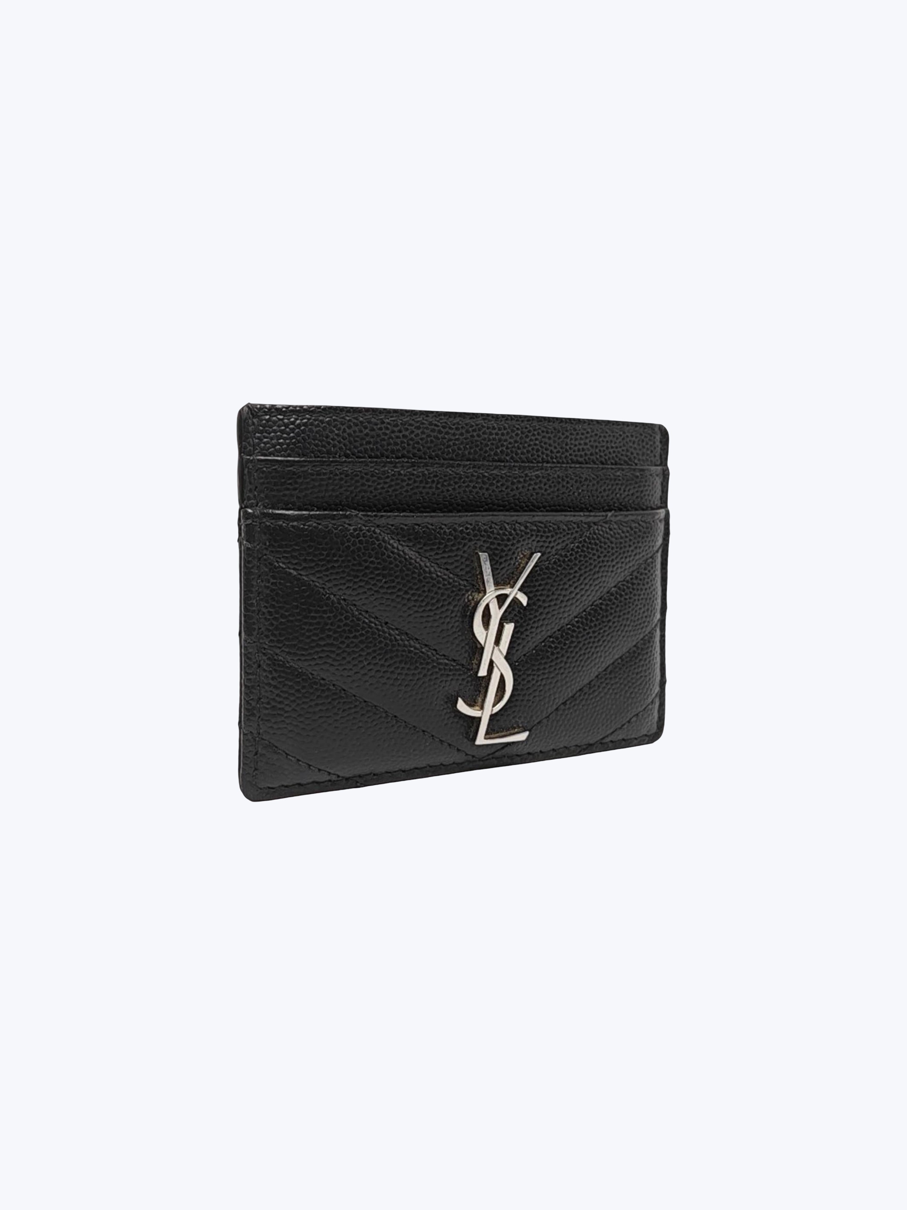 Saint Laurent Monogram Card Case in Grained Leather