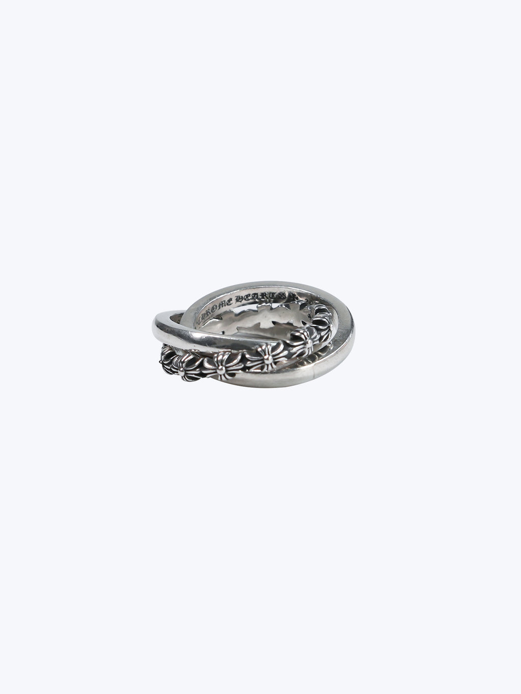 Chrome Hearts Silver Tiny E Trinity Ring