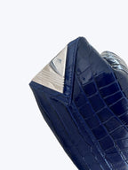 The Attico La Passeggiata Small Crocodile-effect Tote Bag In Blue