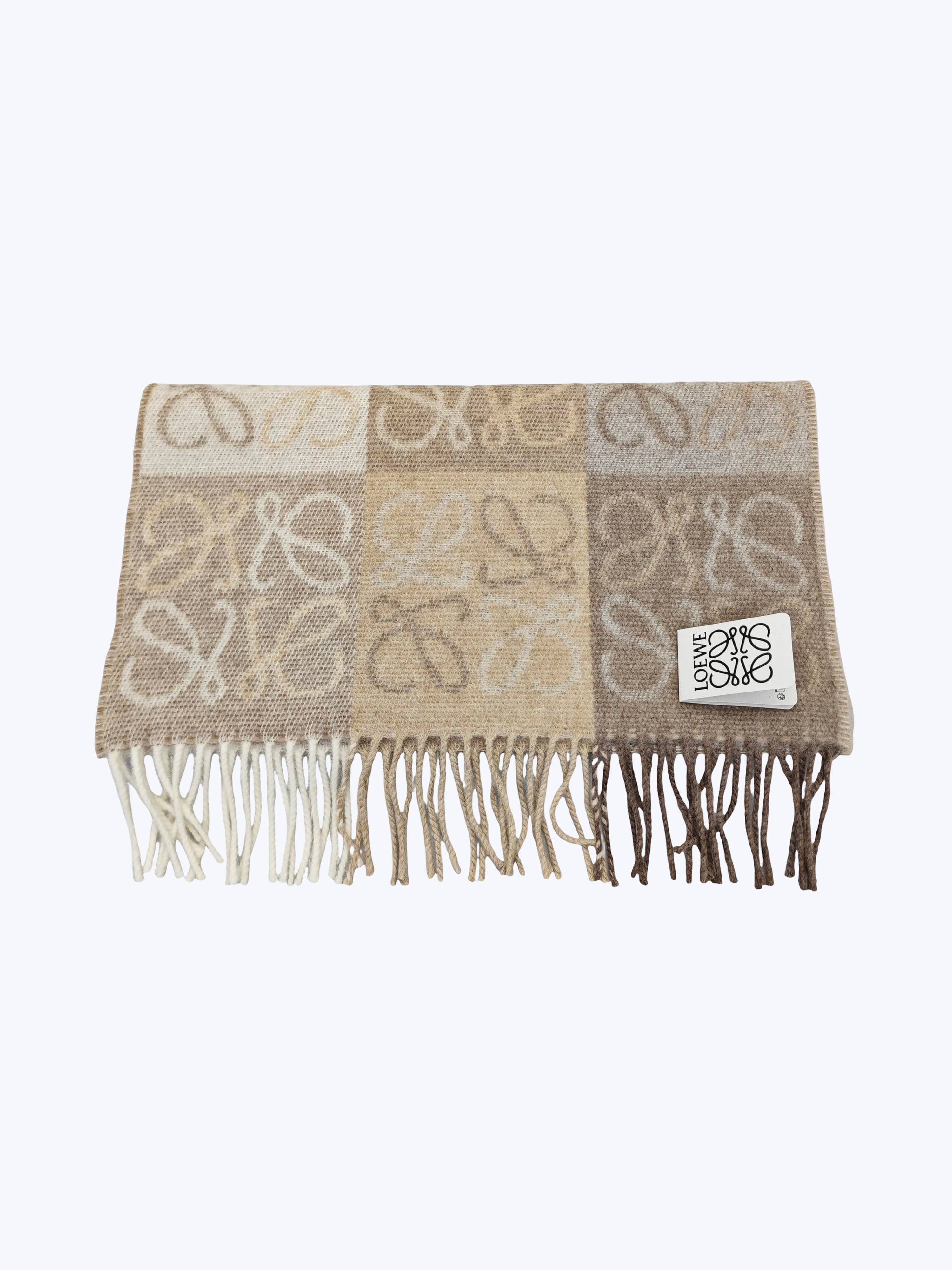 Loewe Fringed intarsia Scarf in wool and cashmere