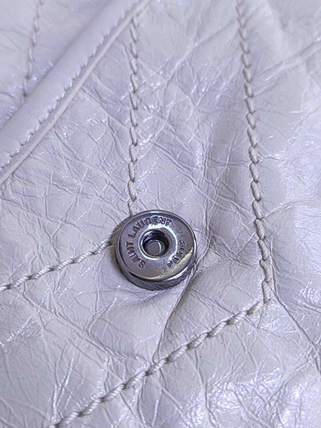 Saint Laurent Niki Baby Vintge Leather Shoulder Bag In White