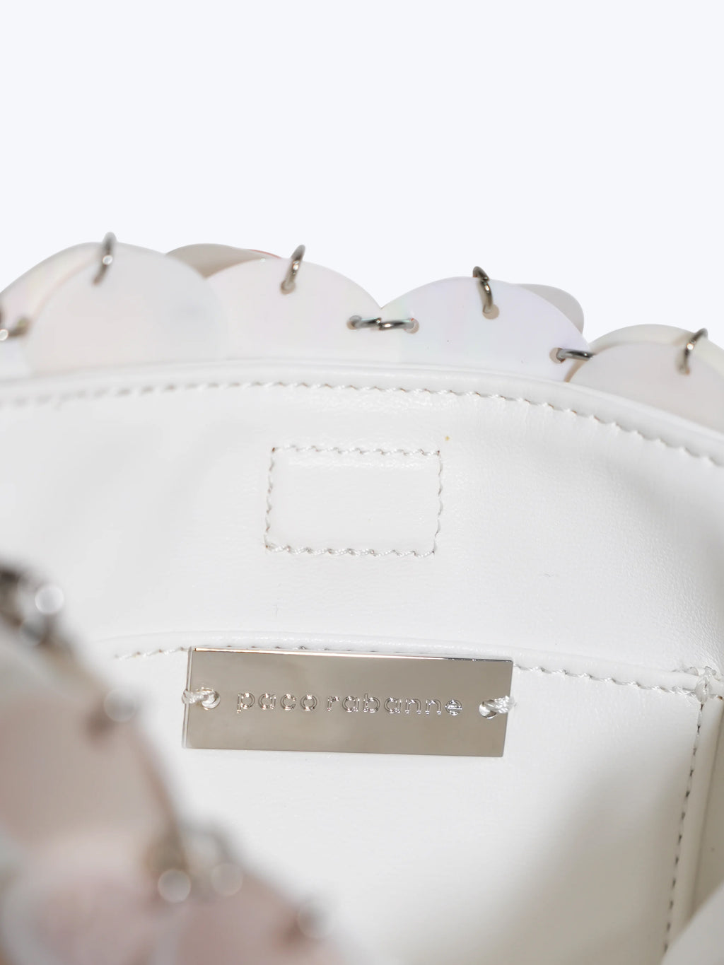 Paco Rabanne Sparkle Nano Paillette Shoulder Bag | White & Pink