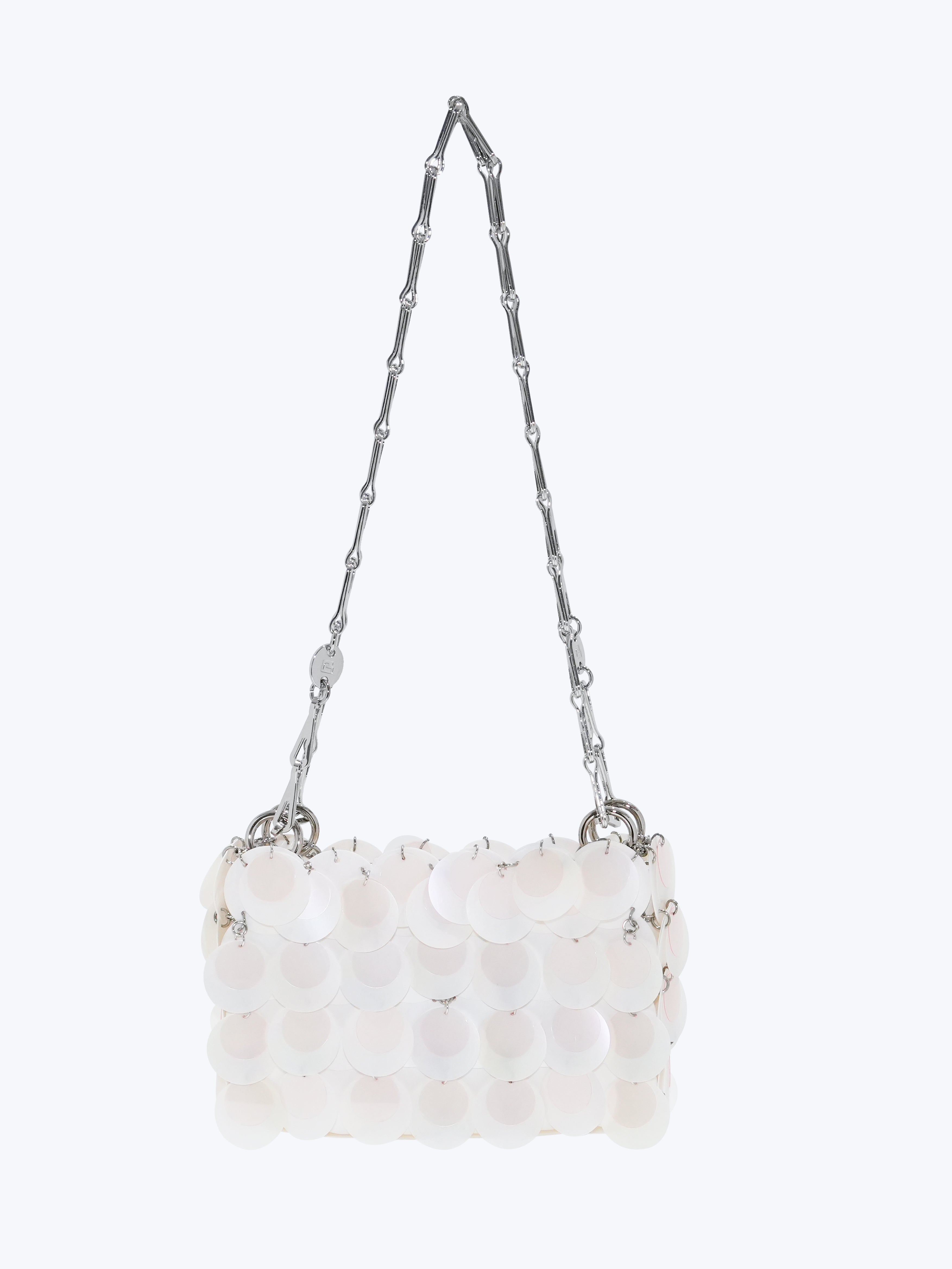 Paco Rabanne Sparkle Nano Paillette Shoulder Bag | White & Pink