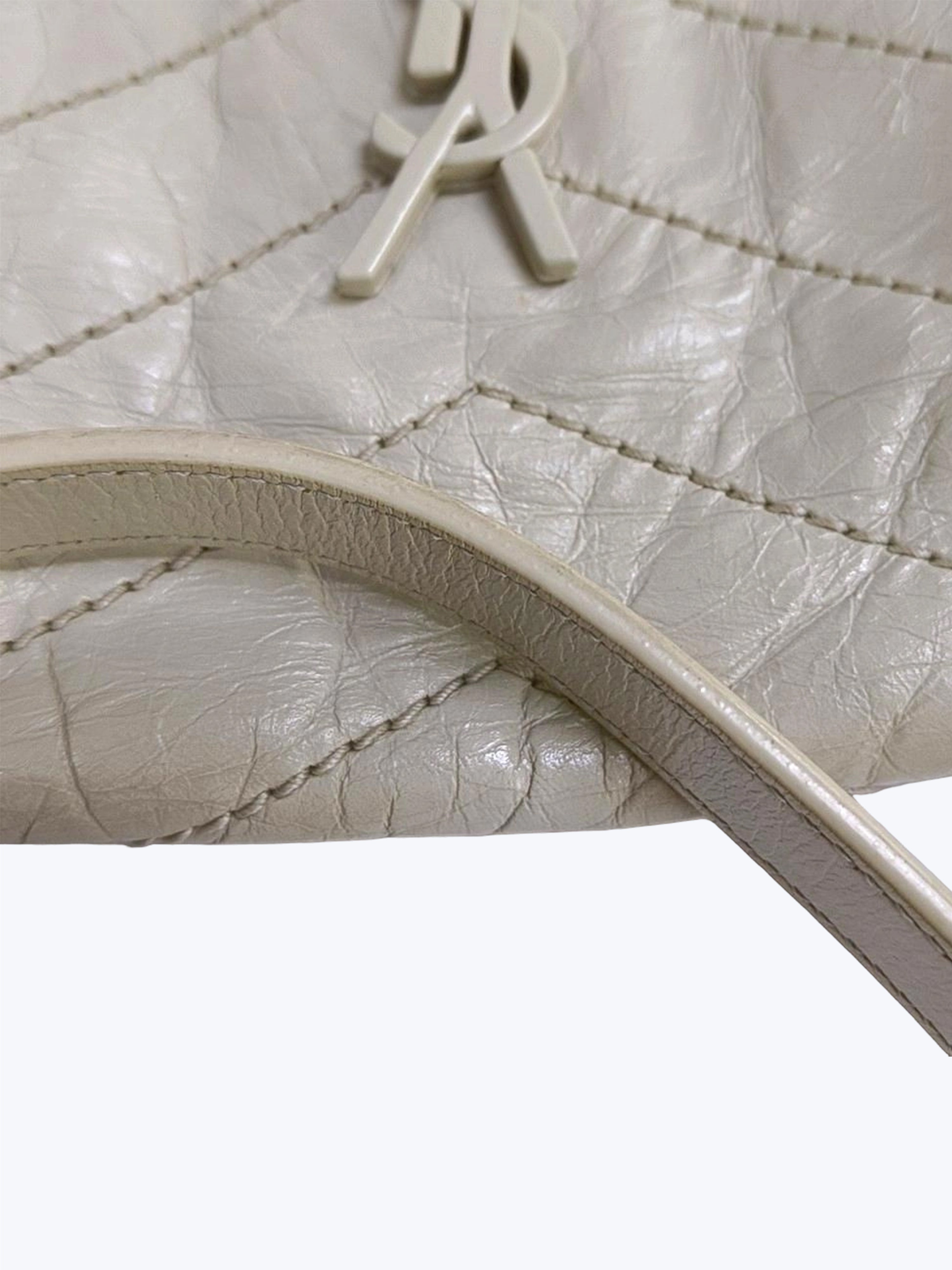 Saint Laurent Niki Baby Vintge Leather Shoulder Bag In White