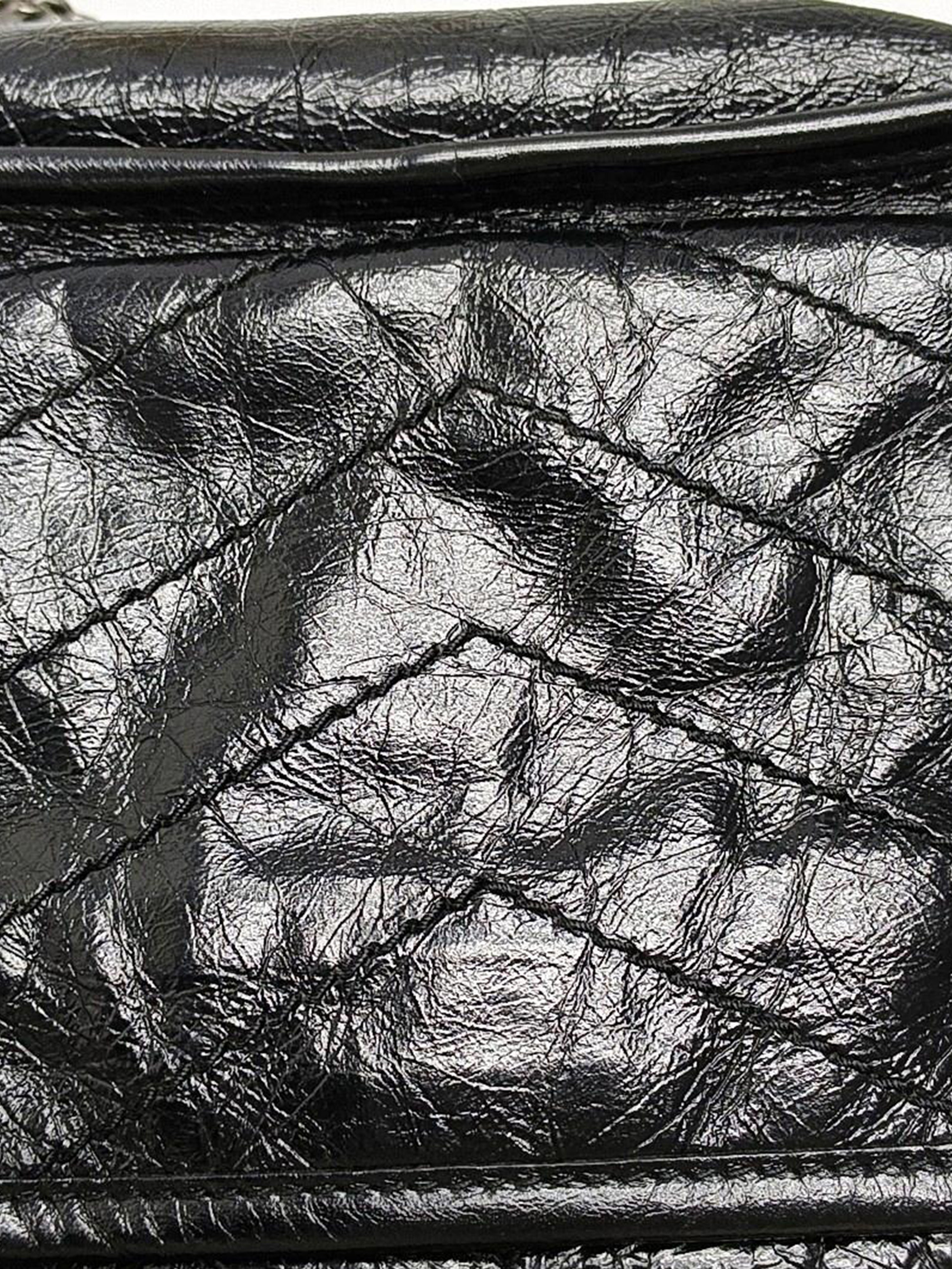 Saint Laurent Niki Baby Vintge Leather Shoulder Bag In Black