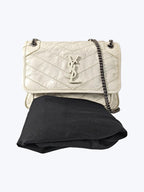 Saint Laurent Niki Baby Vintge Leather Shoulder Bag In White