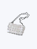 Paco Rabanne Sparkle Nano Paillette Shoulder Bag | White & Pink
