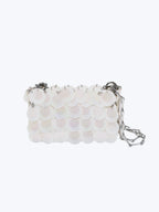 Paco Rabanne Sparkle Nano Paillette Shoulder Bag | White & Pink