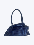 The Attico La Passeggiata Small Crocodile-effect Tote Bag In Blue