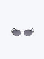 CELINE TRIOMPHE METAL 01 SUNGLASSES IN METAL SILVER / SMOKE