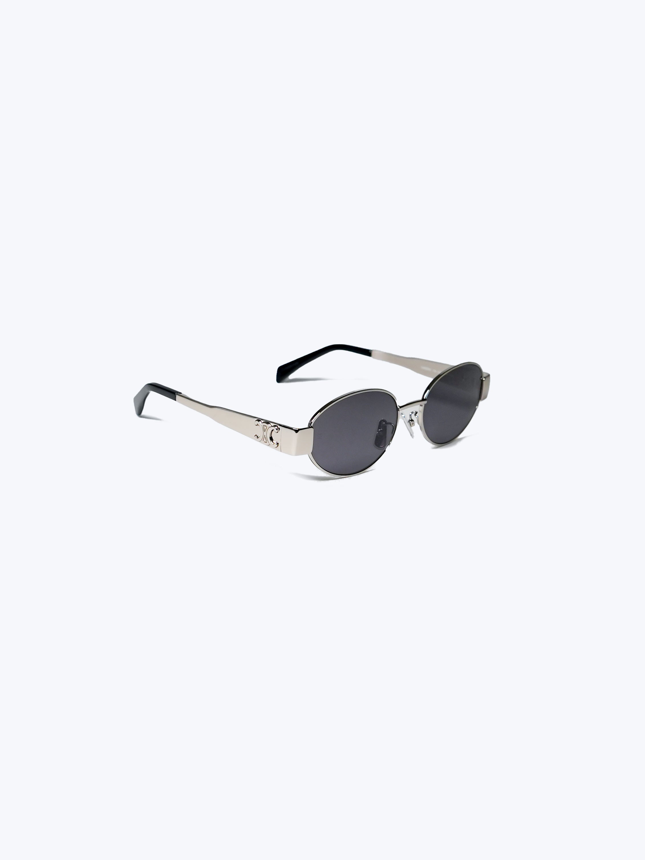 CELINE TRIOMPHE METAL 01 SUNGLASSES IN METAL SILVER / SMOKE