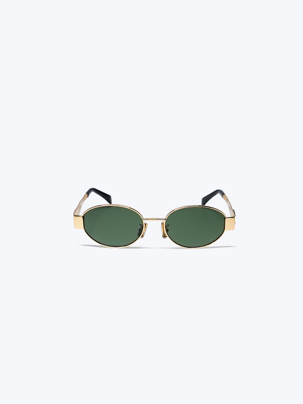 CELINE TRIOMPHE METAL 01 SUNGLASSES IN METAL GOLD / GREEN