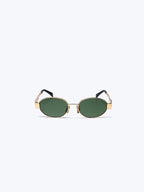 CELINE TRIOMPHE METAL 01 SUNGLASSES IN METAL GOLD / GREEN