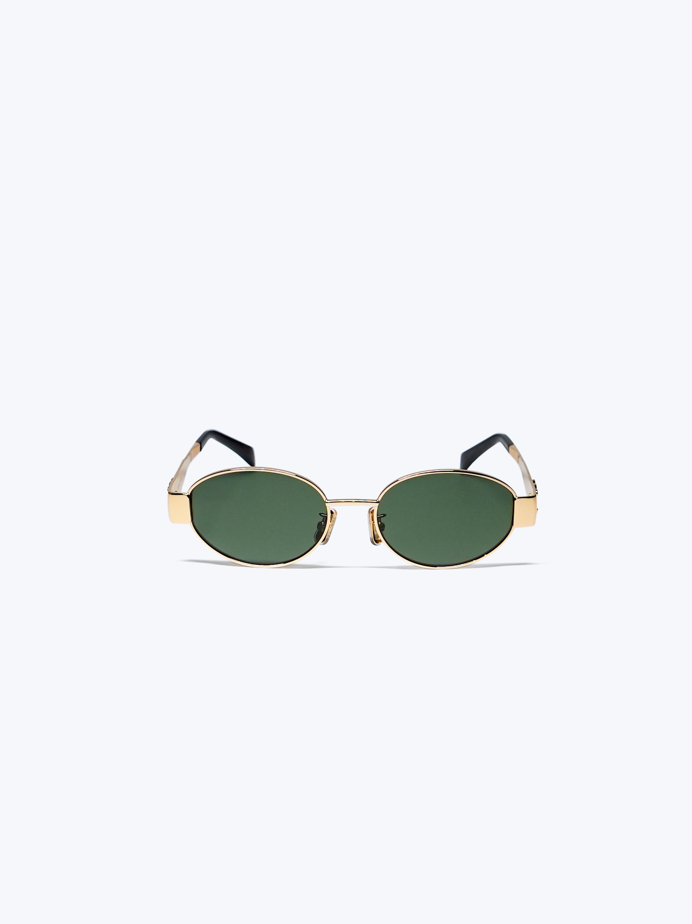 CELINE TRIOMPHE METAL 01 SUNGLASSES IN METAL GOLD / GREEN