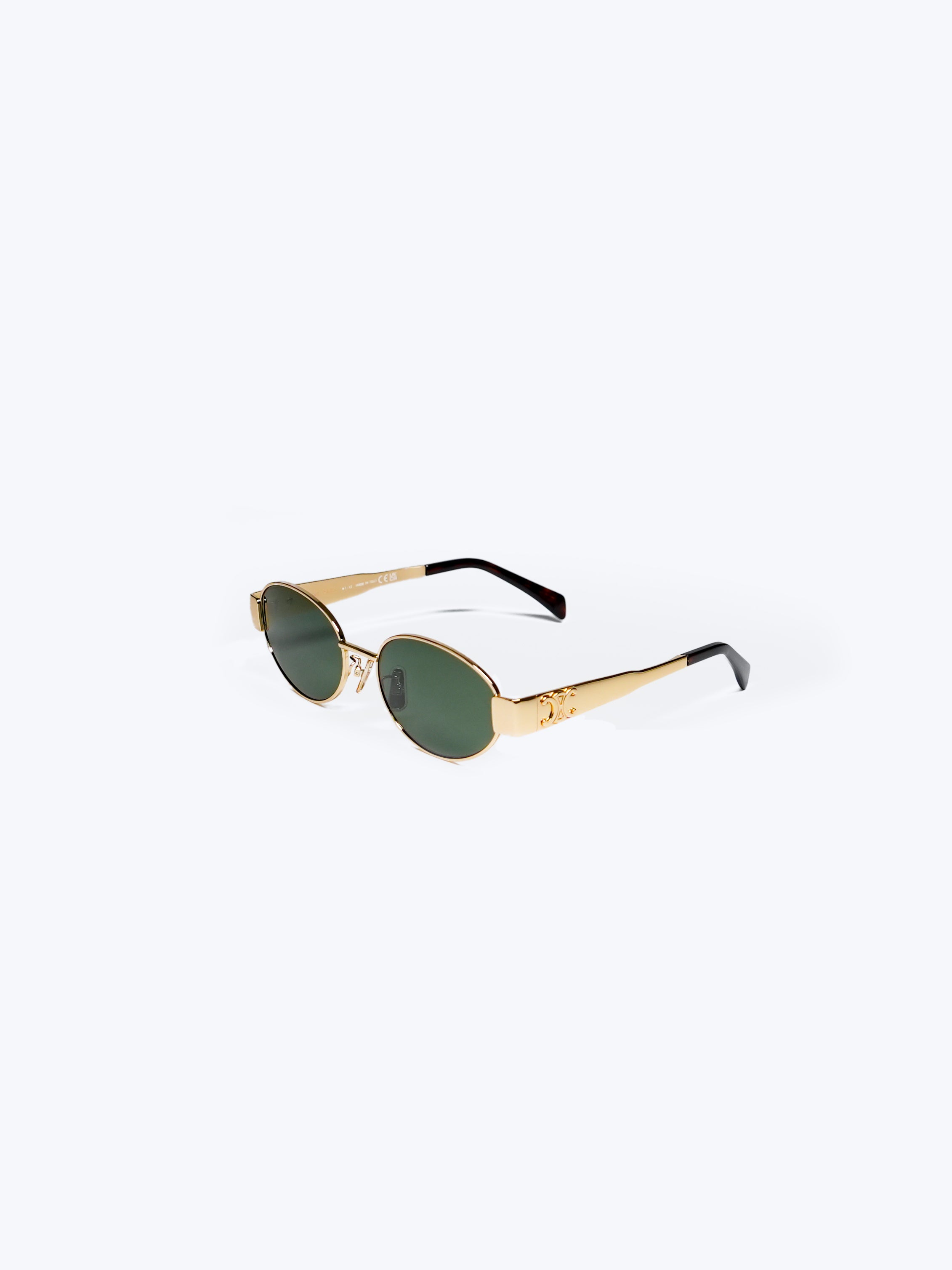 CELINE TRIOMPHE METAL 01 SUNGLASSES IN METAL GOLD / GREEN