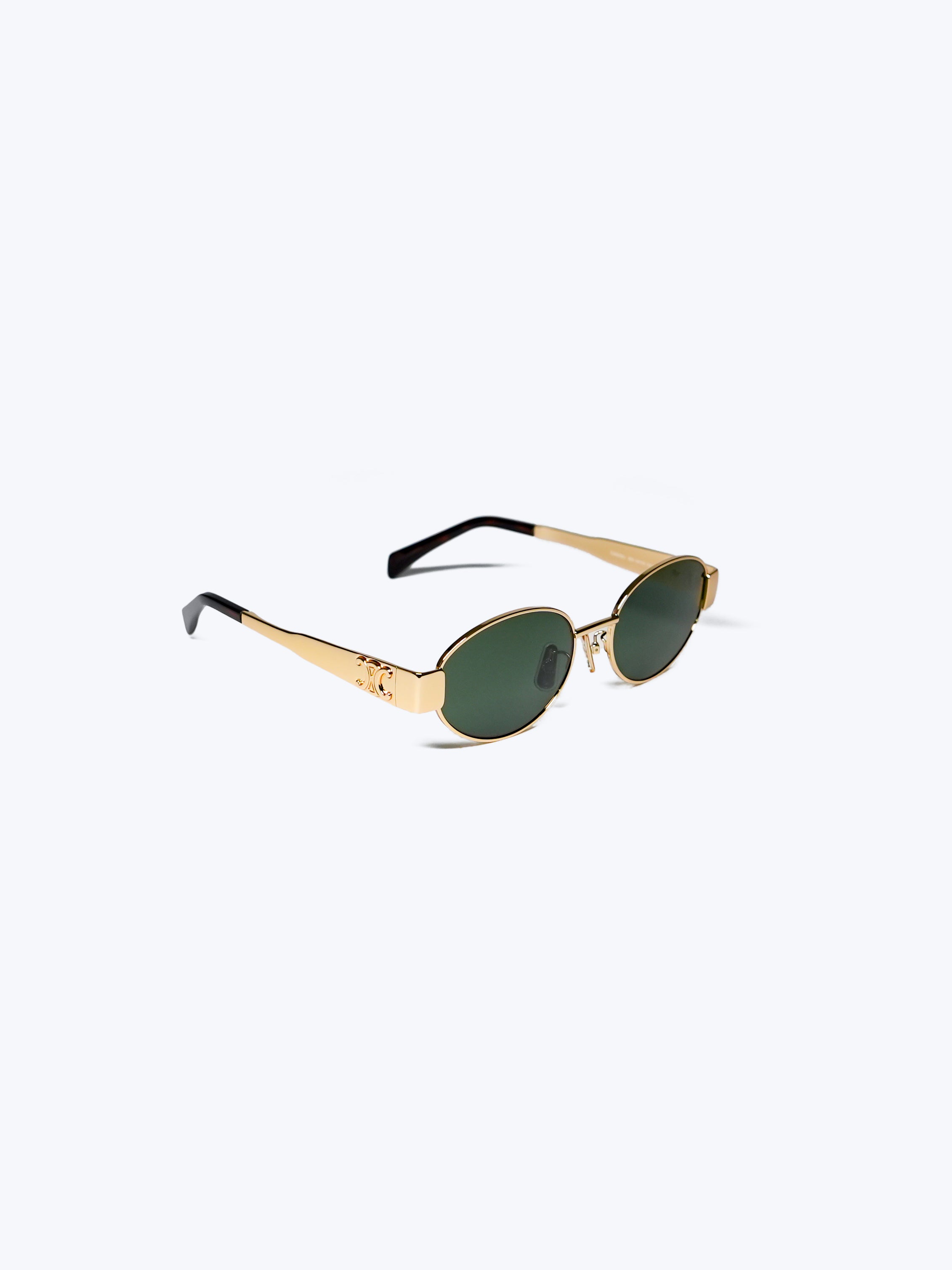 CELINE TRIOMPHE METAL 01 SUNGLASSES IN METAL GOLD / GREEN