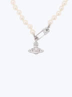 Vivienne Westwood Silver Lucrece Pearl Pin Necklace