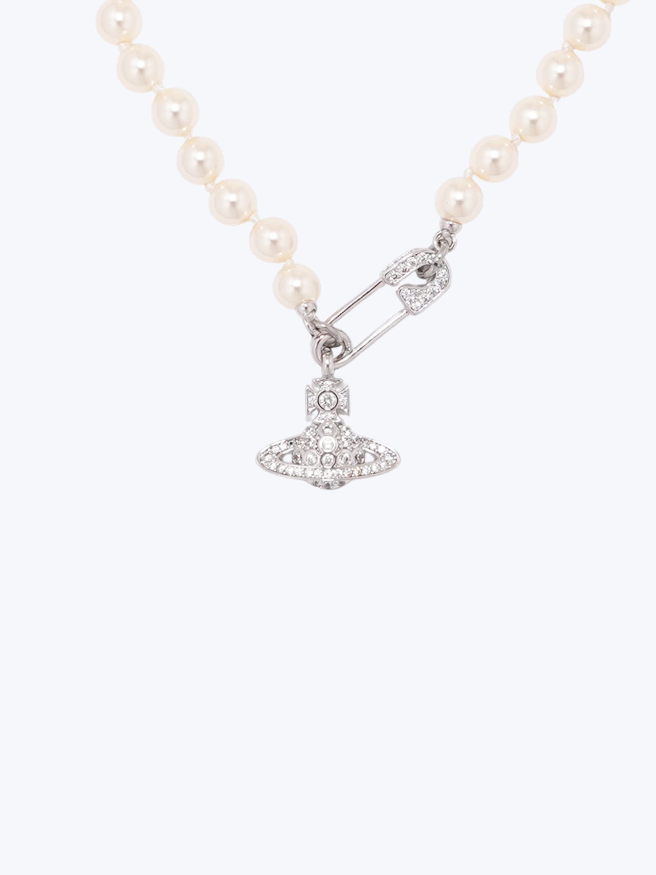 Vivienne Westwood Silver Lucrece Pearl Pin Necklace