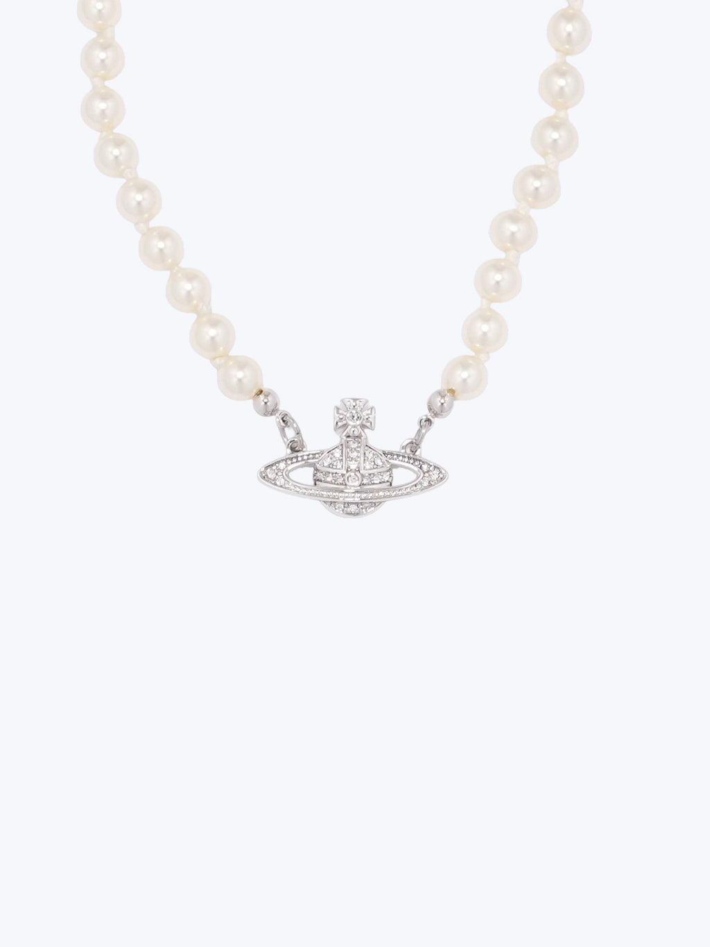 Vivienne Westwood Pearl Silver Mini Bas Relief Chocker