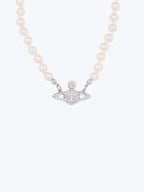 Vivienne Westwood Pearl Silver Mini Bas Relief Chocker