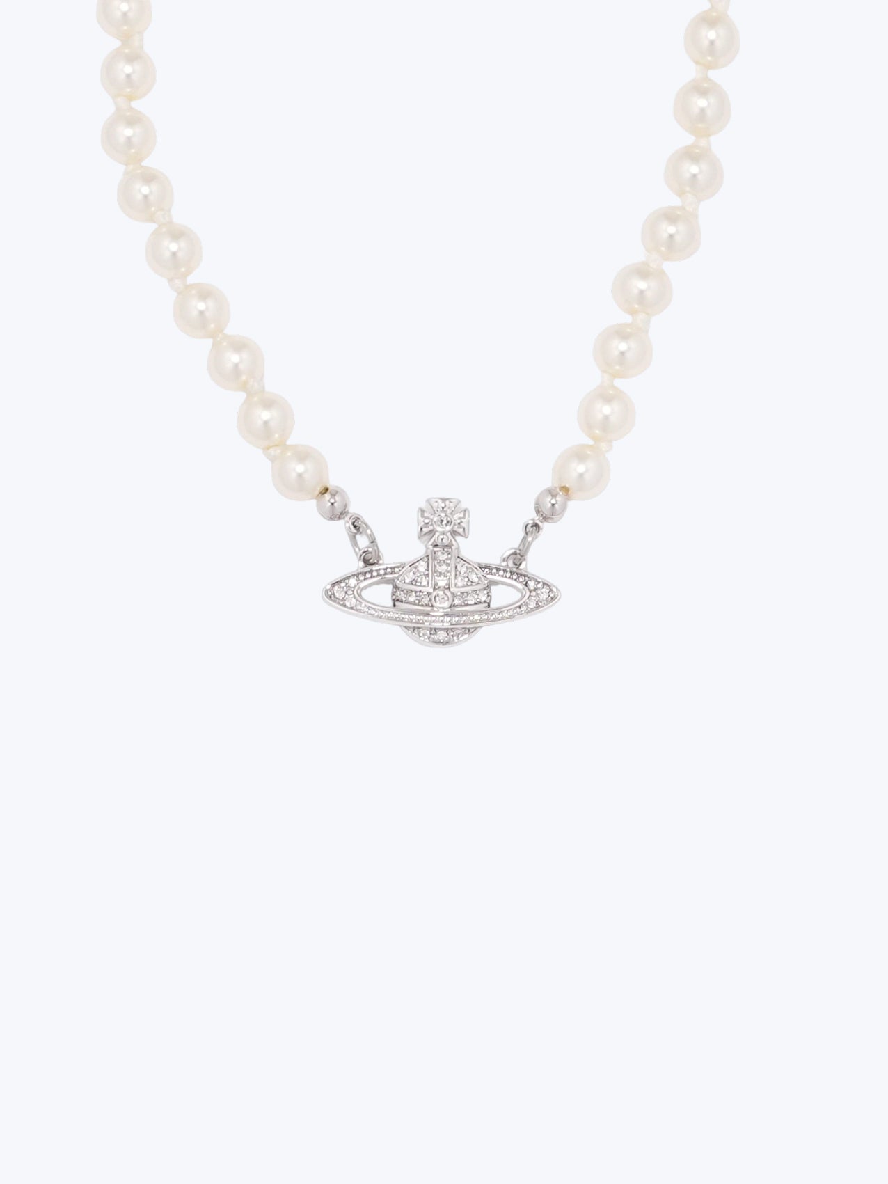 Vivienne Westwood Pearl Silver Mini Bas Relief Chocker
